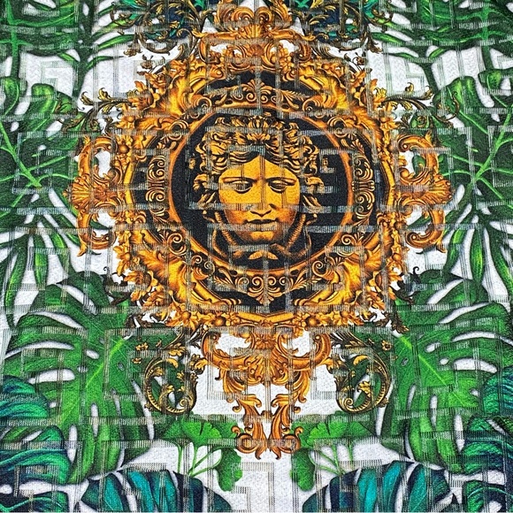 Prestige Original Shirt Mens 2X Button Short Sleeve Greek AOP See Thru Abstract - Picture 5 of 12